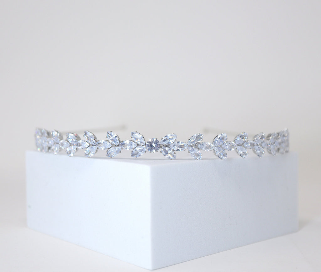 CZ Endless Devotion Dainty Vine Three Leaves , Hair Vine Headband, Bridal Hair Vine, Delicate Headband, Hair accessories