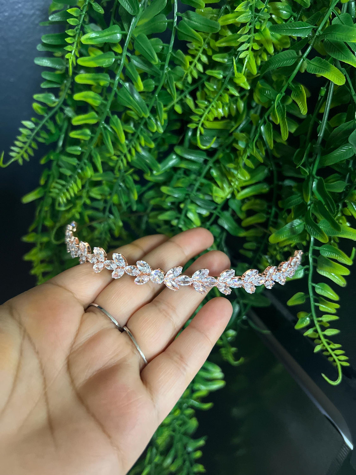 CZ Endless Devotion Dainty Vine Three Leaves , Hair Vine Headband, Bridal Hair Vine, Delicate Headband, Hair accessories