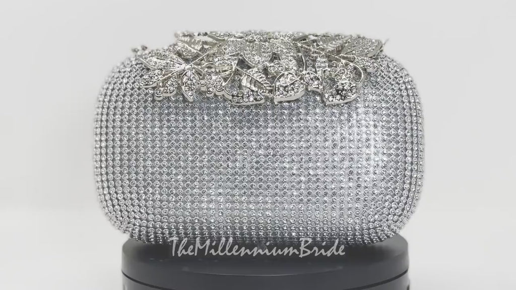Silver Crystal Wedding Clutch, Statement Bag, Evening Clutch, Wedding Clutch, Bridal Bag, White Cross Body Bag