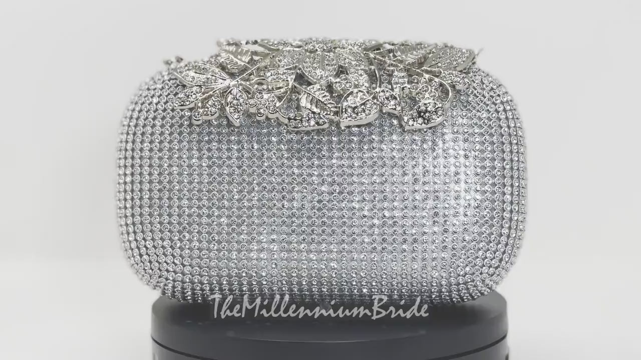 Silver Crystal Wedding Clutch, Statement Bag, Evening Clutch, Wedding Clutch, Bridal Bag, White Cross Body Bag