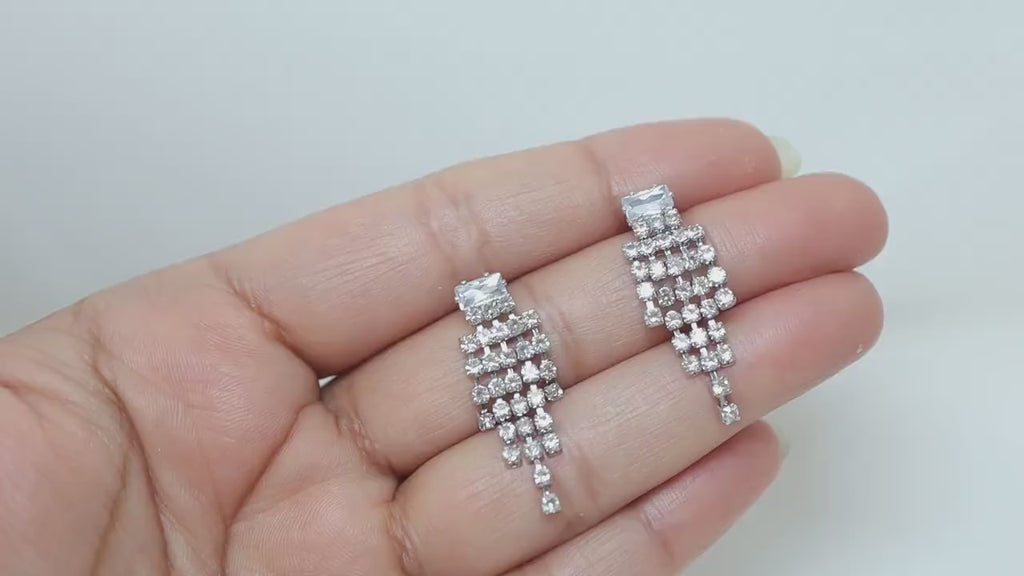 Swarovski Crystal Chandelier Diamond earrings, Tassel Bridal Jewelry Bridal Earrings Crystal Bridal Earrings Statement earrings Cz