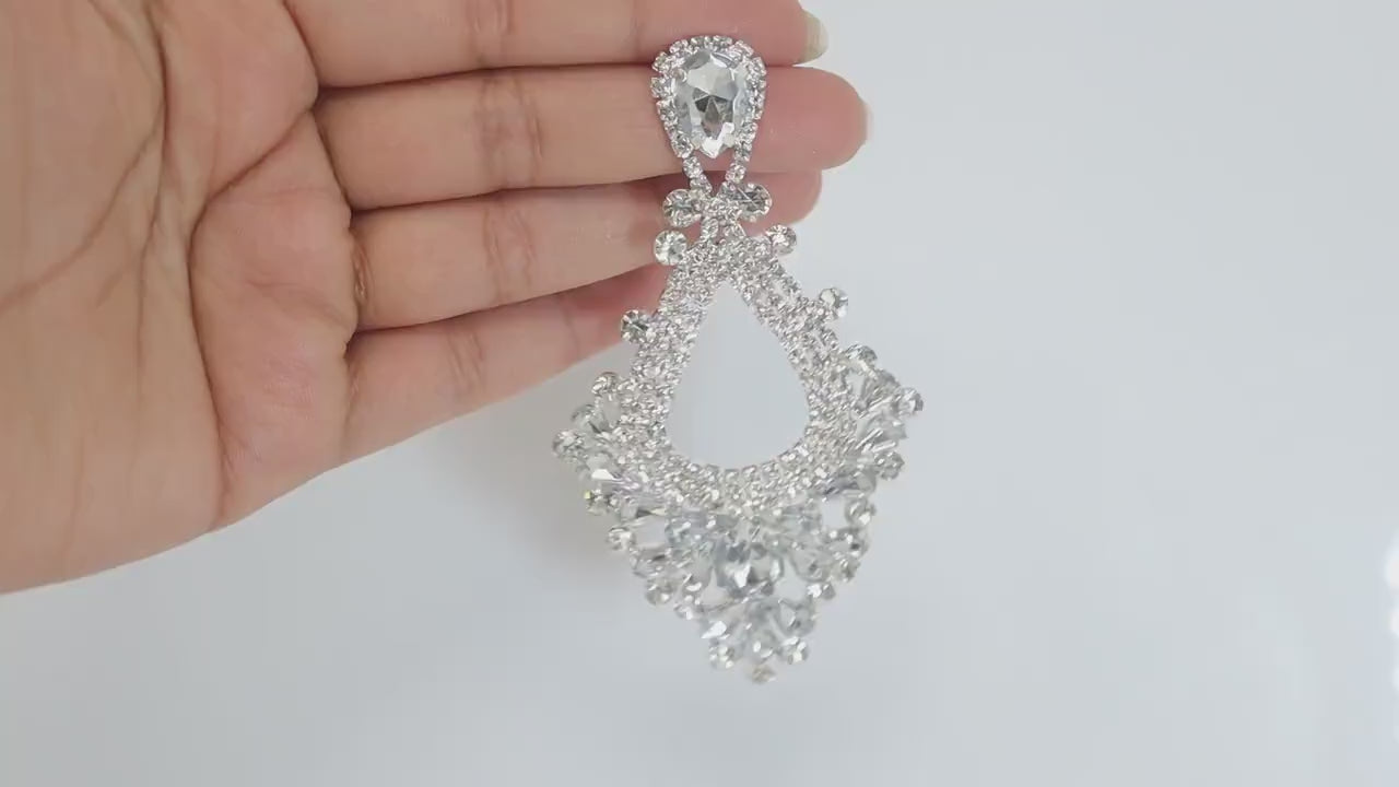 Majestic Chandelier Splendor: Statement Earrings with Swarovski Crystals, Diamond Earrings, Long Bridal Jewelry, Crystal Bridal Earrings