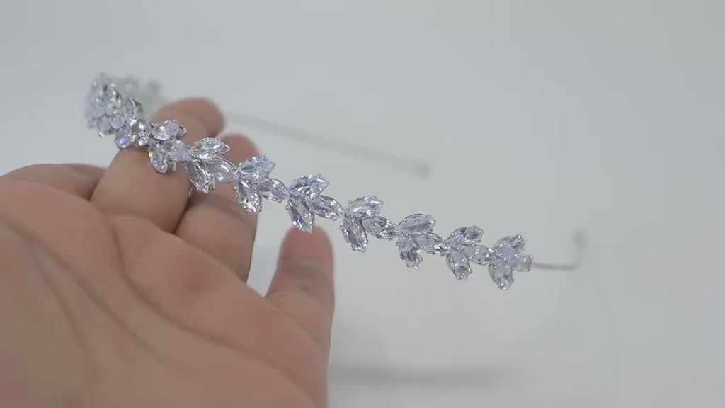 Swarovski Crystals Dainty Vine Three Leaves , Hair Vine Headband, Bridal Hair Vine, Delicate Headband, Hair accessories