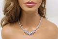 Swarovski Crystal Bridal Leaves V shape Necklace , Long Bridal Jewelry, Bridal Necklace, Statement Necklace Cz Necklace Set. - TheMillenniumBride