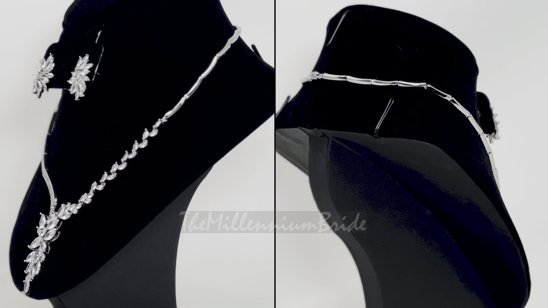 Diamond/ Swarovski Crystal Leaves, Long Bridal Jewelry, Bridal Earrings And Necklace, Crystal Bridal Earrings, Statement Earrings