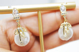 14K Gold, Pearl , Crystal, Diamond Bridal Earrings, Statement Earrings, Drop Earrings, Bridal Jewelry, wedding Earring.