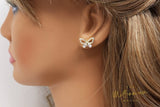 14k Gold plated CZ Butterfly Stud Earrings, Dainty Stud, Statement Earrings.