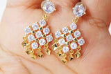 14K Gold plated, Geometrical Crystal, Diamond Bridal Earrings, Statement Earrings, Bridesmaid Earrings, Bridal Jewelry, wedding Earring.