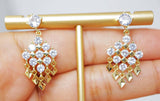 14K Gold plated, Geometrical Crystal, Diamond Bridal Earrings, Statement Earrings, Bridesmaid Earrings, Bridal Jewelry, wedding Earring.