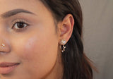 14k Real Gold Crystal Leaves, Flower Exquisite Bridal Earrings, Statement Earrings, Stud Earrings
