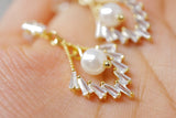14K Real Gold Cubic Zirconia, Crystal, Diamond Bridal Earrings, Statement Earrings, Drop Earrings, Bridal Jewelry, Minimalistic Earrings.