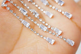 14K Real Gold Tessel Cubic Zirconia, Crystal, Diamond Bridal Earrings, Statement Earrings, Drop Earrings, Bridal Jewelry.