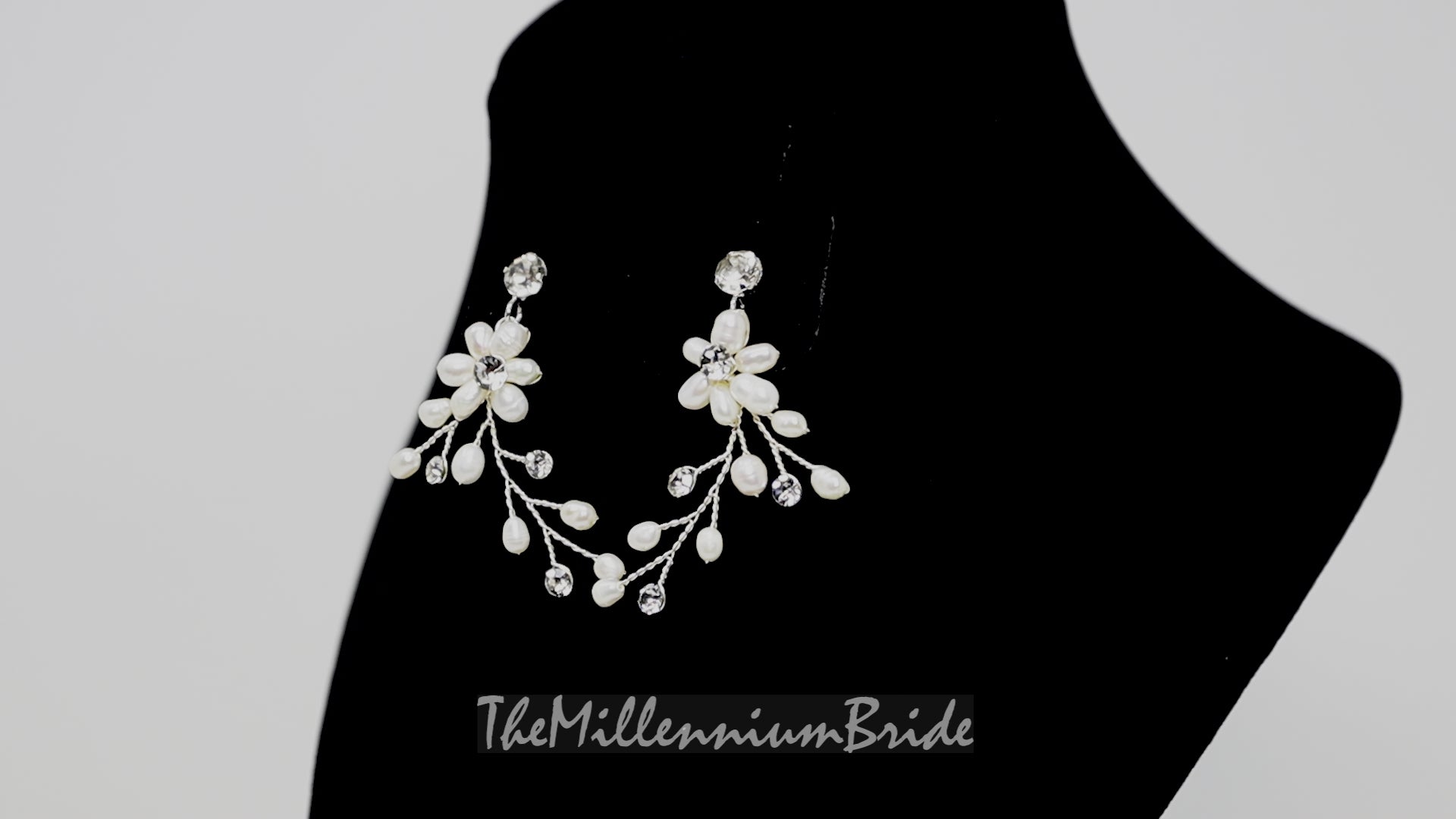 Swarovski Freshwater Pearls White Vine Crystal, Long Bridal Jewelry Bridal Earrings Crystal Bridal Earrings Statement Earrings Cz