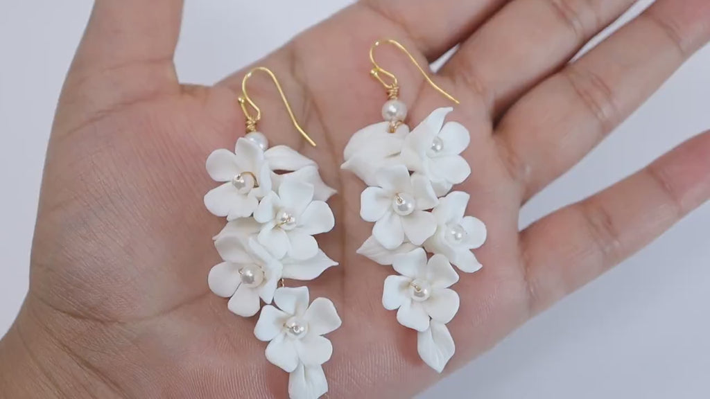 White Iris Flower Earring– Dilani Jewels