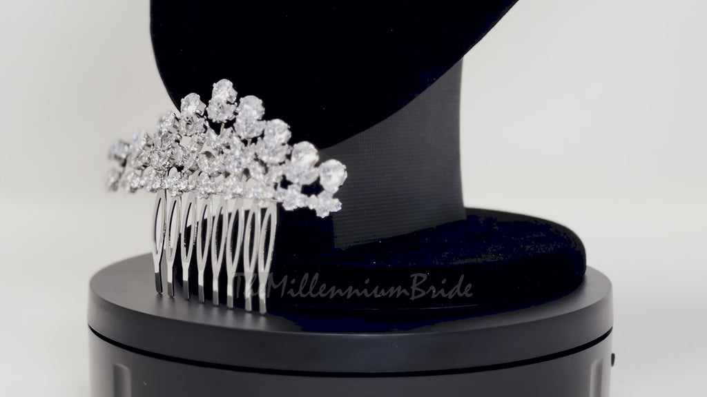 Cubic Zirconia, Diamond Rose Vine Leaves Bridal Hair Comb, Bridal Hair Accessories, Wedding Hair Accessory, Bridal Hair Comb.
