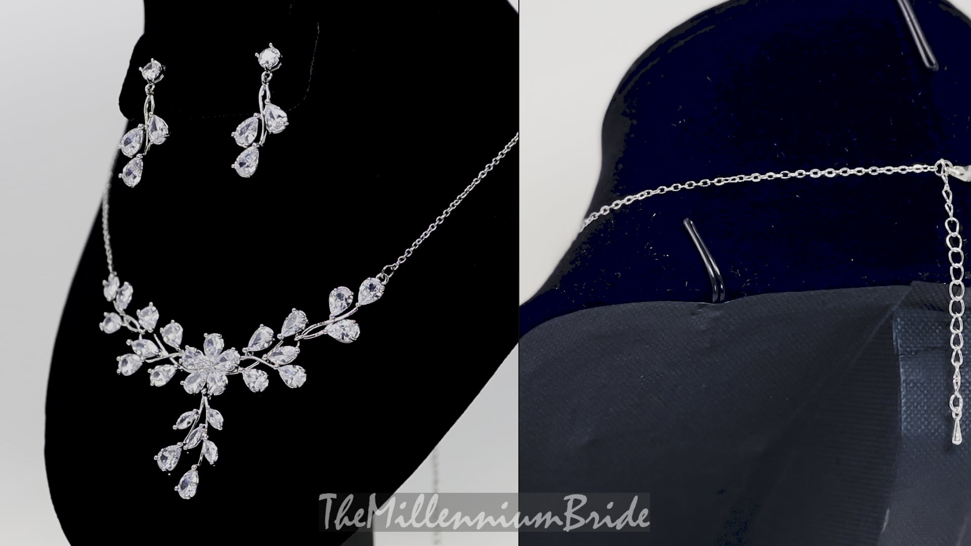 Swarovski Crystal Leaves, Long Bridal Jewelry, Bridal Earrings And Necklace, Crystal Bridal Earrings, Statement Earrings Cz Necklace Set.