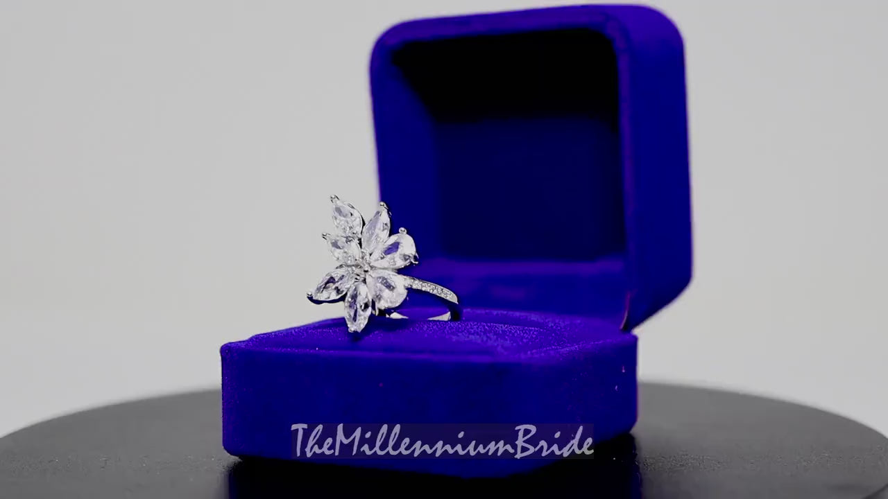 CZ Bunch Of Leaves Proposal Ring, Statement Ring, Engagement Ring.