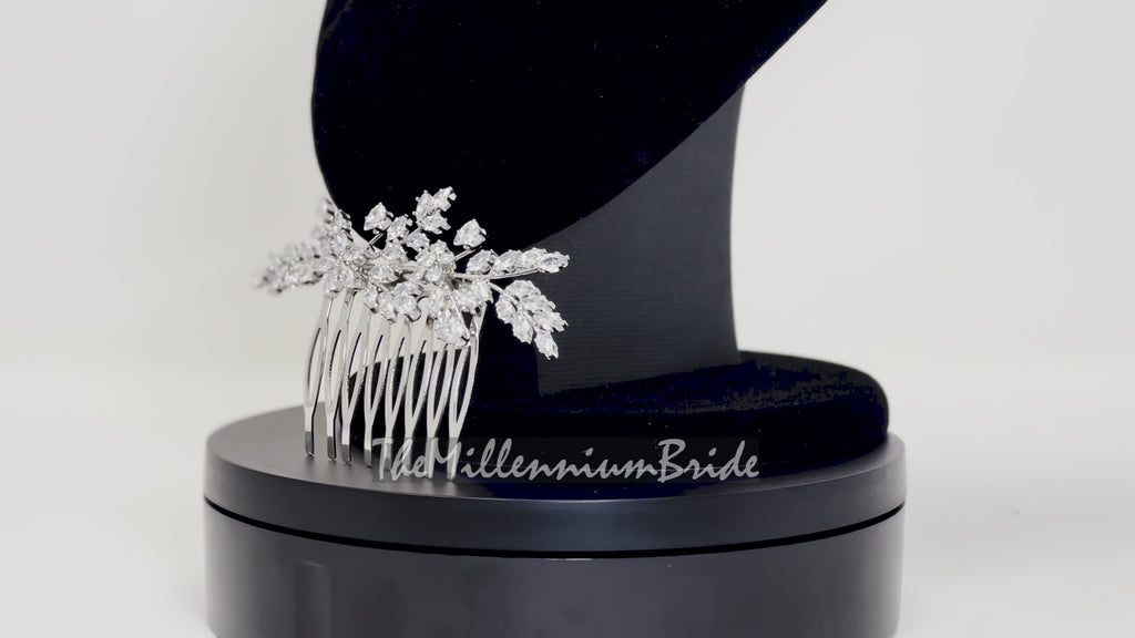 Cubic Zirconia, Diamond Vine Leaves Bridal Hair Comb, Bridal Hair Piece, Bridal Hair Accessories, Wedding Hair Accessory, Bridal Hair Comb.