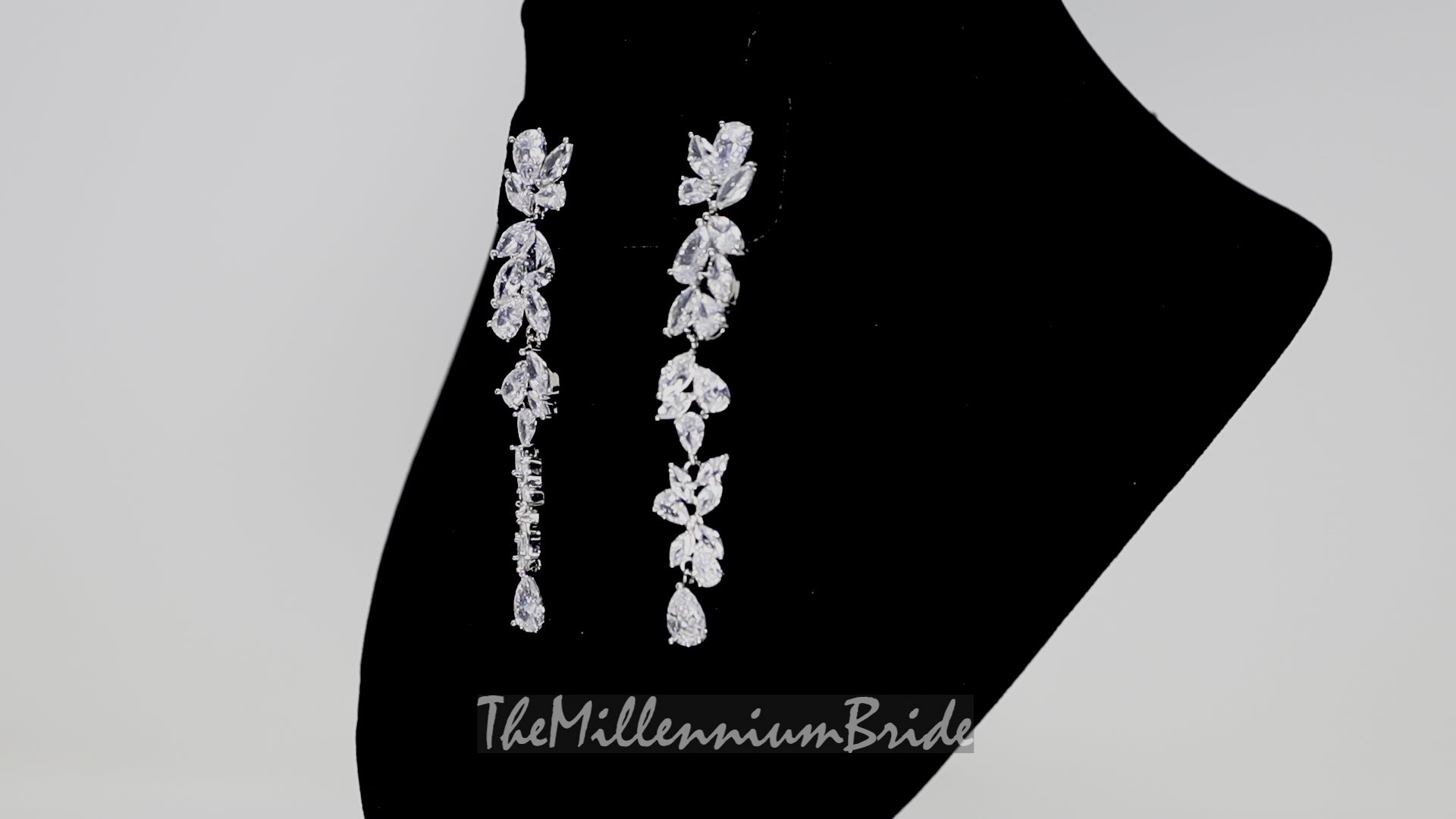 Flower Dangle Crystal/Diamond Earrings, Long Bridal Jewelry, Bridal Earrings, Crystal Bridal Earrings, Statement Earrings Cz