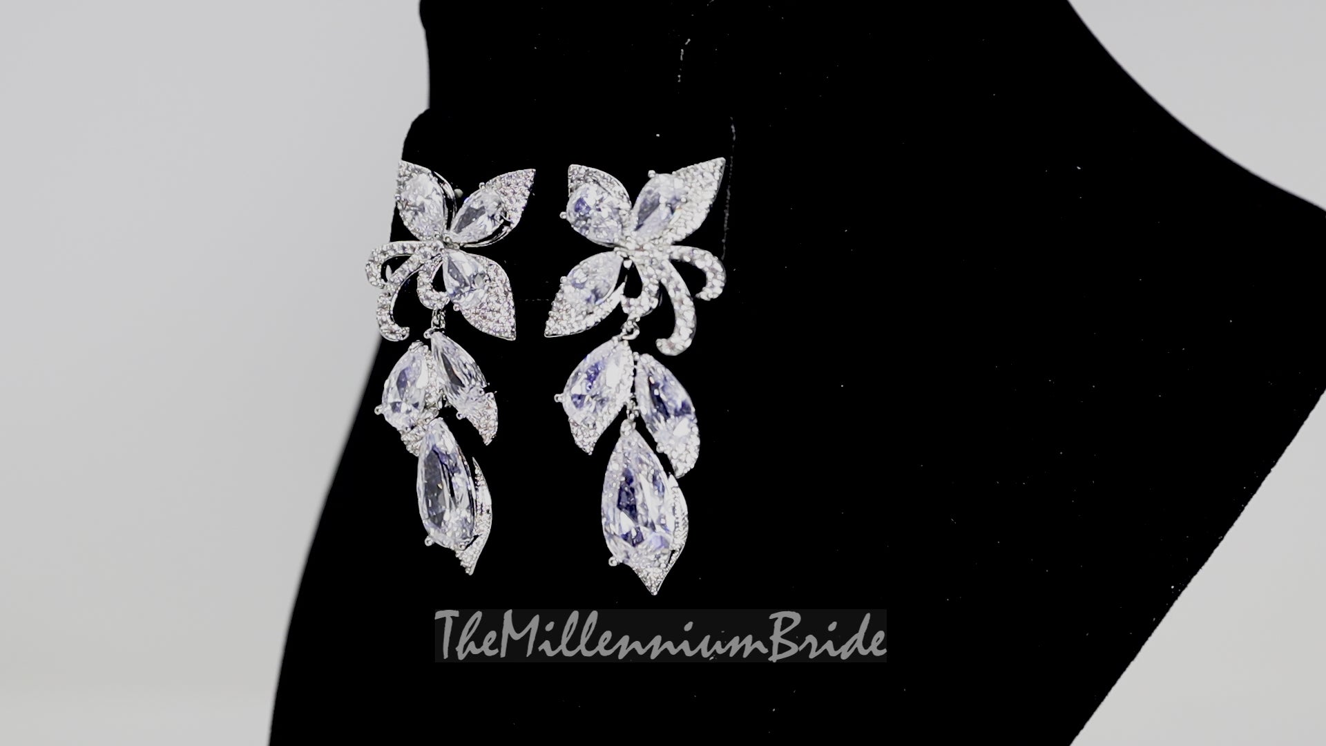 Swarovski Crystal Enchanted Floral Vine Leaves Earrings, Bridal Jewelry, Bridal Earrings, Crystal Bridal Earrings, Statement Earrings Cz