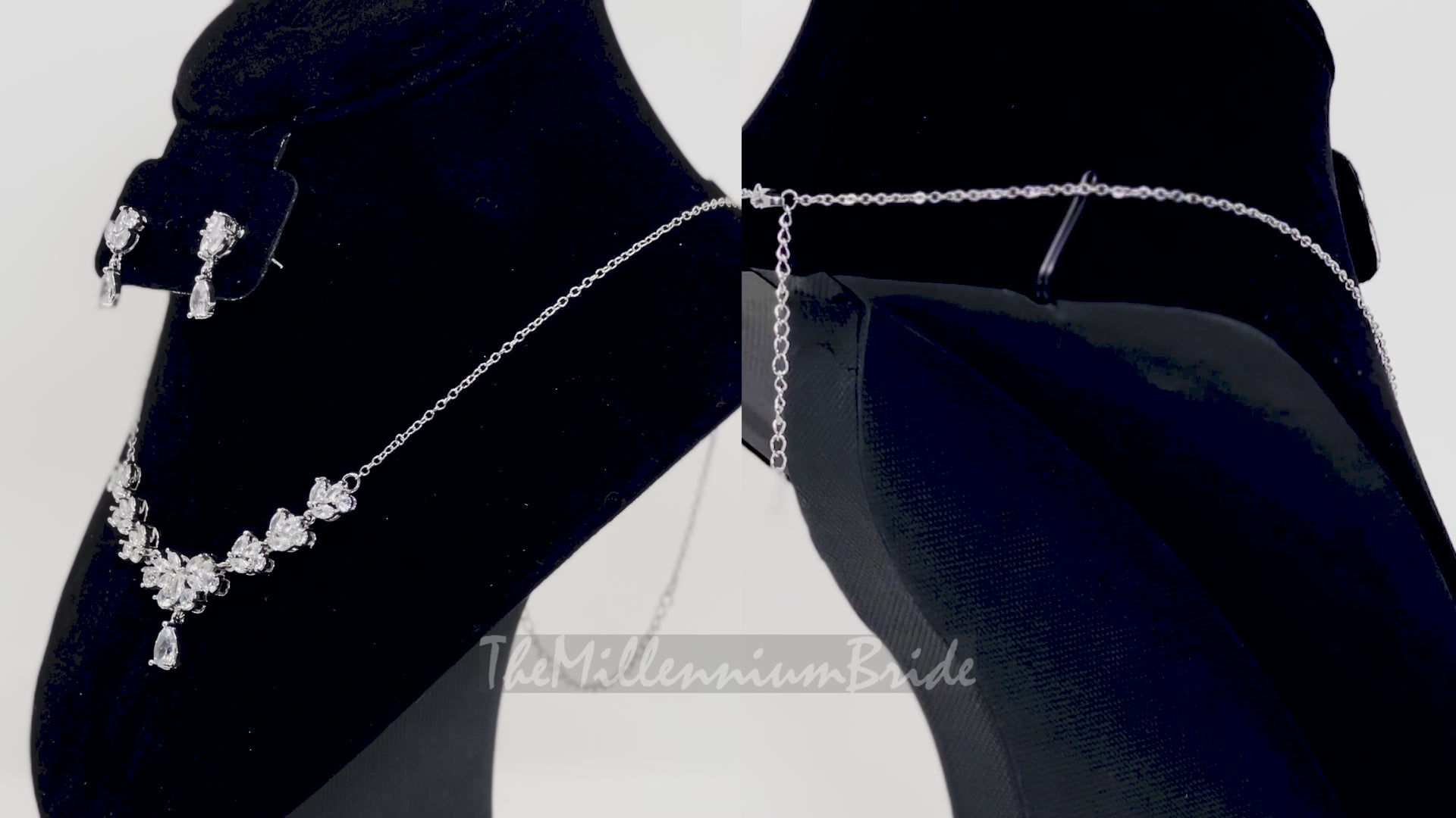 Cubic Zirconia Minimalist Diamond/Crystal Necklace, Bridal Necklace Set, Bridal Jewelry, Statement Necklace
