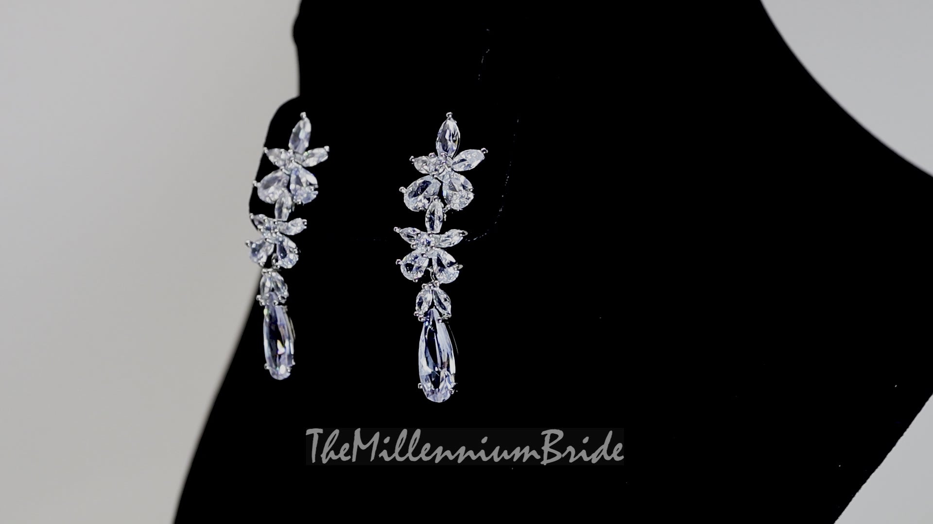 Diamond Floral TearDrop Crystal, Diamond Earrings, Long Bridal Earring, Bridal Earrings, Crystal Bridal Earrings, Statement Earrings