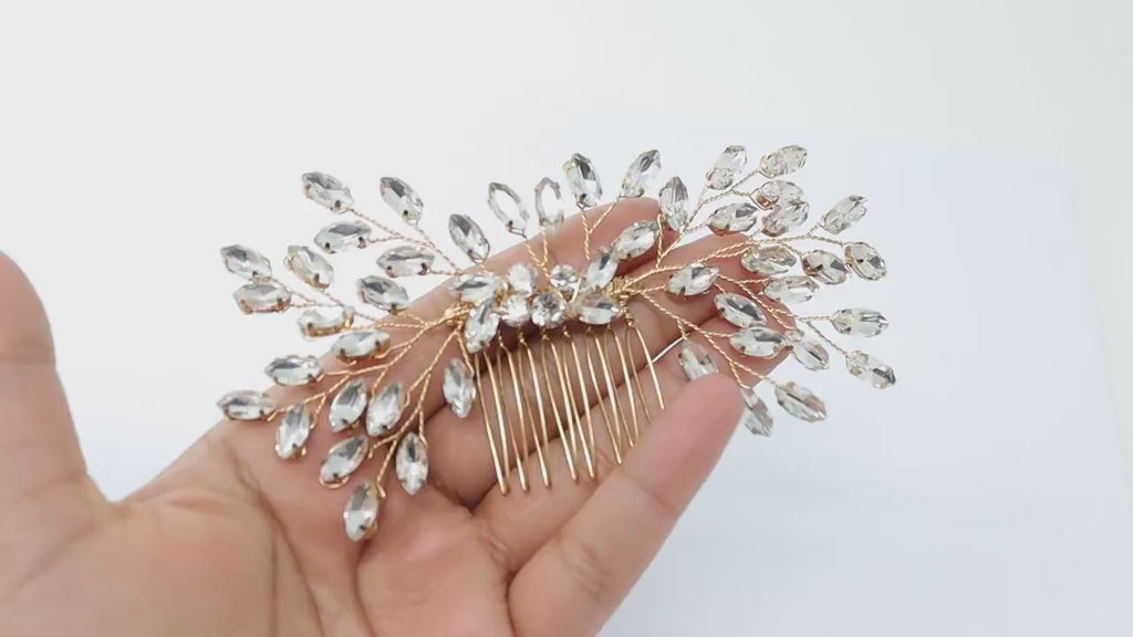 Swarovski Crystal Vine Leaves Bridal Hair Comb, Bridal Hair Piece, Bridal Hair Accessories, Wedding Hair Accessory, Bridal Hair Comb.
