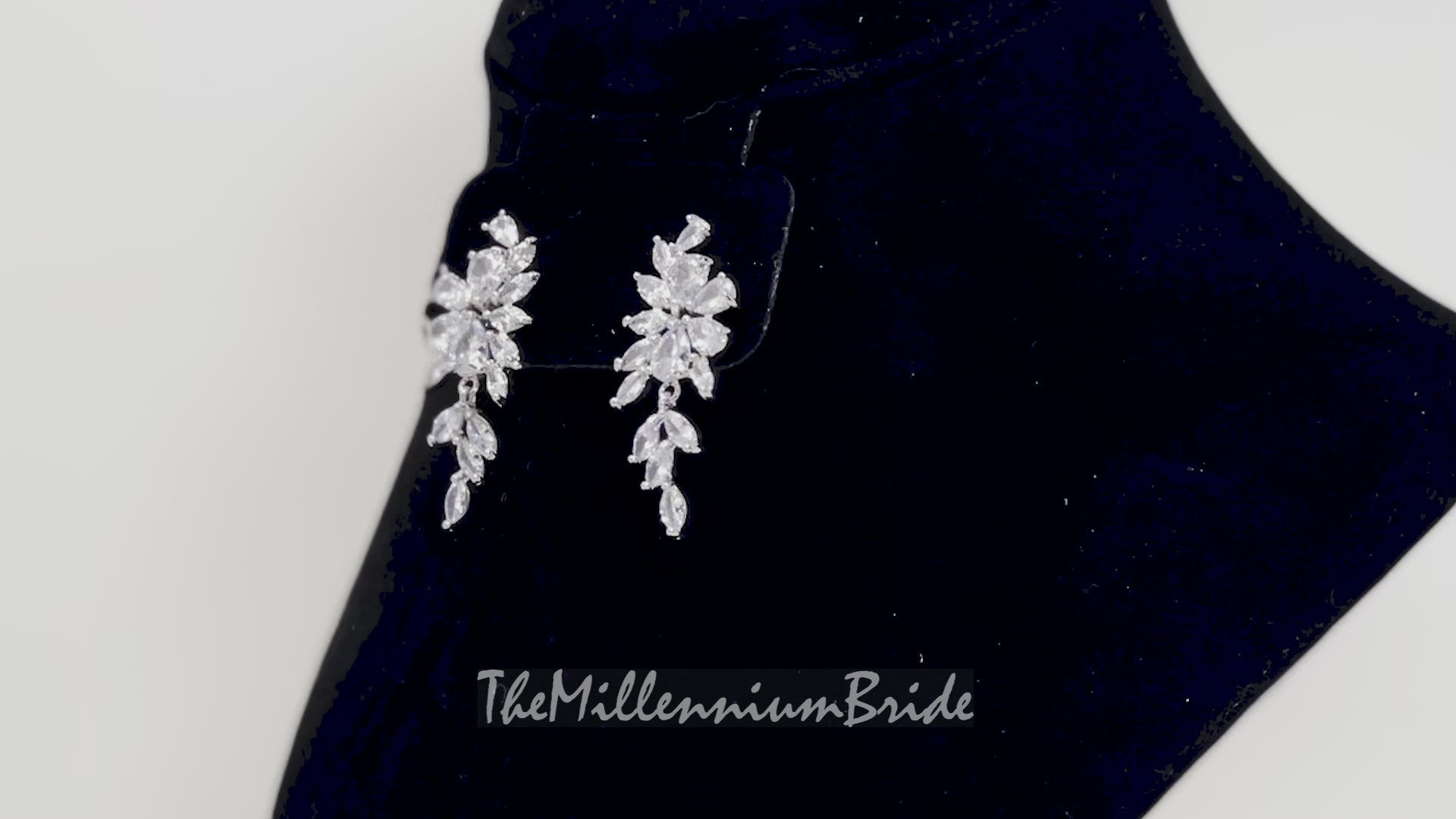 Swarovski Crystal Flower Leaves Earrings, Bridal Jewelry, Bridal Earrings, Crystal Bridal Earrings, Statement Earrings Cz