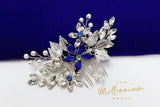 Blue Crystal Diamond Vine Leaves Bridal Hair Comb, Bridal Hair Piece, Bridal Hair Accessories, Wedding Hair Accessory, Bridal Hair Comb.