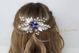 Blue Crystal Diamond Vine Leaves Bridal Hair Comb, Bridal Hair Piece, Bridal Hair Accessories, Wedding Hair Accessory, Bridal Hair Comb.