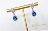 Blue Drop Infinity Crystal/Diamond Stud Earrings, Bridal Jewelry, Bridal Stud Earrings, Crystal Bridal Earrings, Statement Earrings Cz