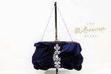 Blue Rose Crystal Satin Floral Wedding Bag, Statement Bag, Evening Clutch, Bridal Clutch, Bridal Bag, Cross Body Bag