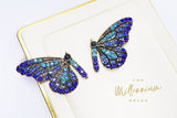 Butterfly Crystal Rhinestones Earrings, Stud Earrings, Statement Earrings, Bridesmaid Earrings, Colorful Butterfly Gold Earrings.