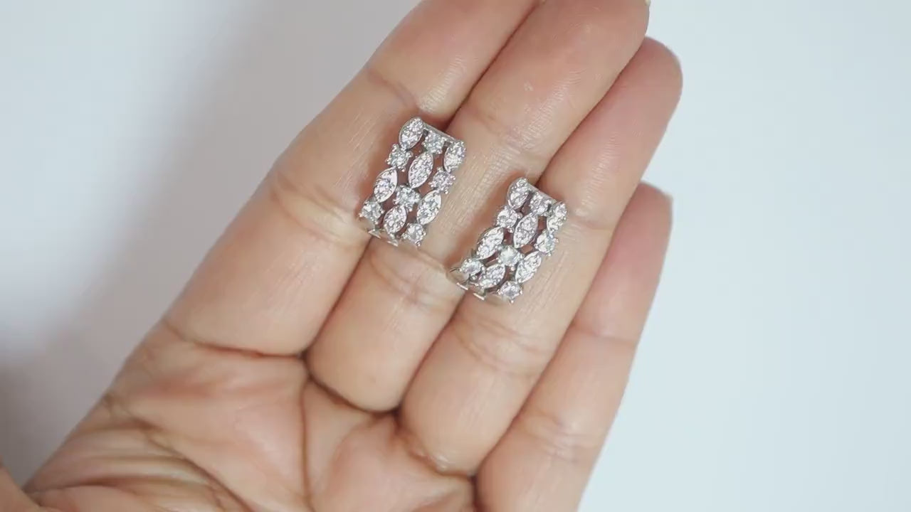 CZ Chic Geometric Bridal Earrings, Bridal Stud Earrings, Crystal Bridal Earrings, Statement Earrings