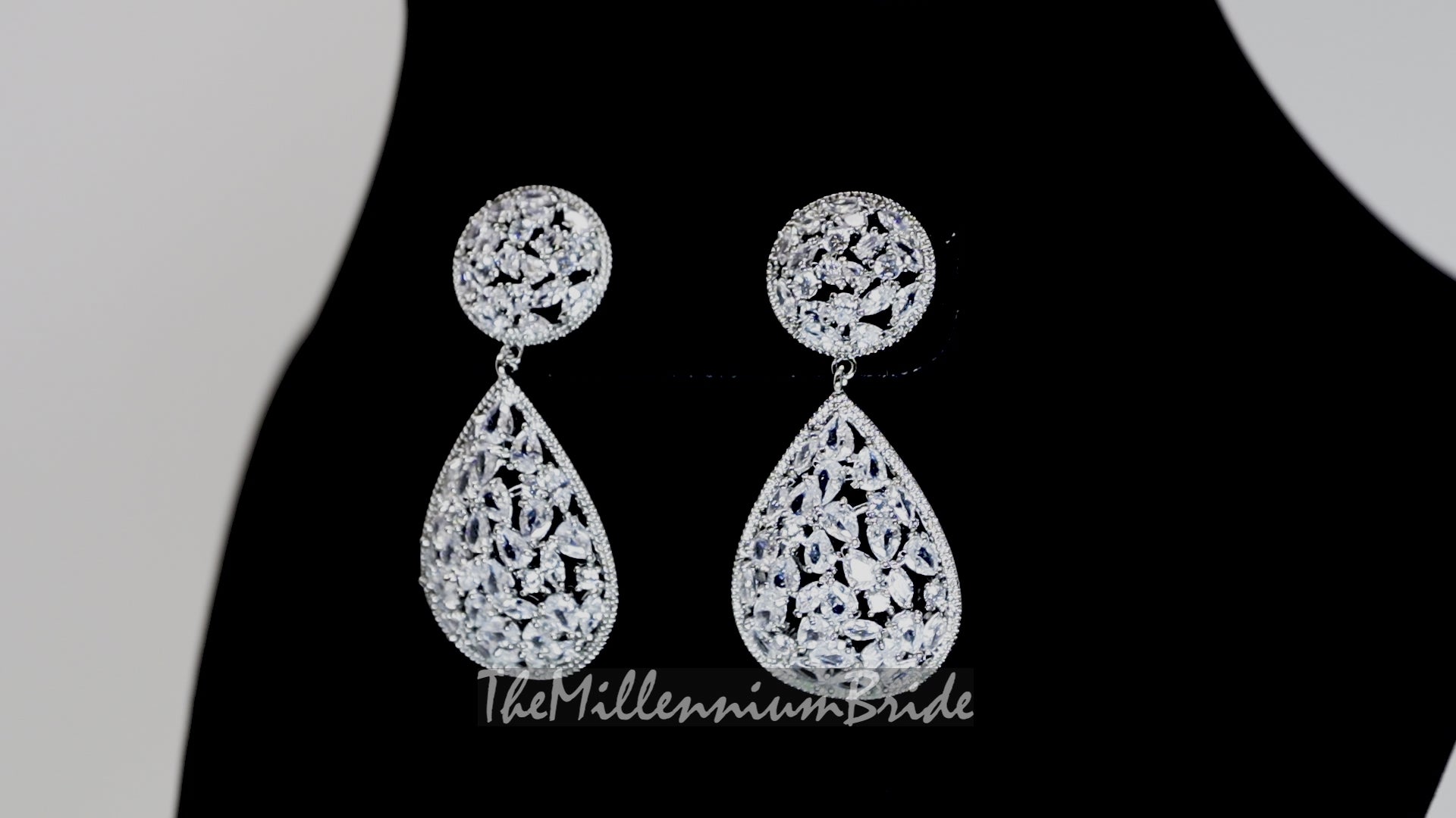 Swarovski Crystal Tear drop Galaxy Earrings, Bridal Jewelry, Bridal Earrings, Crystal Bridal Earrings, Statement Earrings Cz