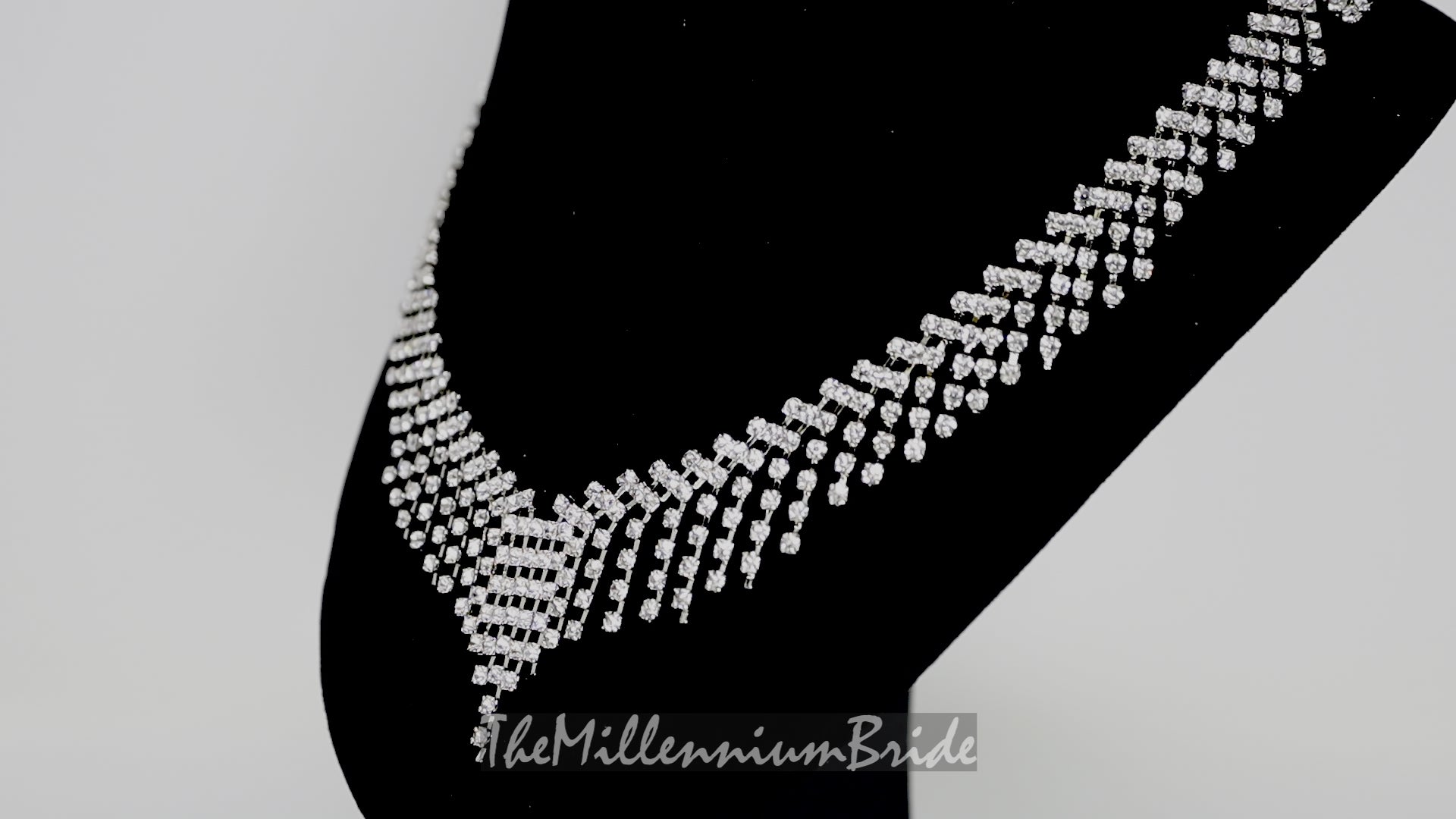 Swarovski Crystal Bridal V Tassel Necklace , Long Bridal Jewelry, Bridal Necklace, Statement Necklace Cz Necklace Set.