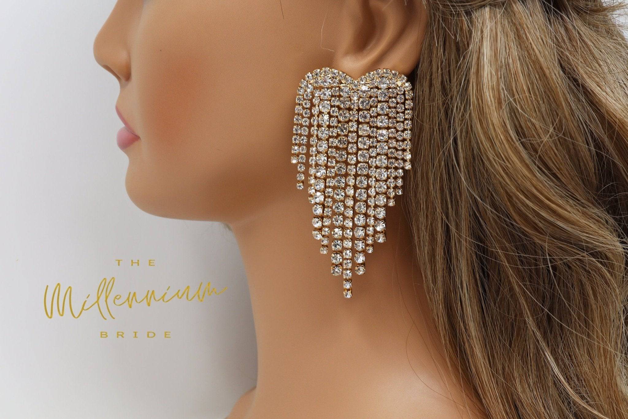Iris CZ Letters Statement Earrings – Rahya Jewelry Design