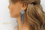 Crystal Chandelier Tessal earrings, Long Tessal Bridal Jewelry Bridal Earrings Crystal Bridal Earrings Statement earrings Cz