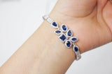 Cubic Zirconia Blue Drop Crystal/Diamond Earrings, Long Bridal Jewelry, Bridal Earrings, Crystal Bridal Earrings, Statement Earrings Cz