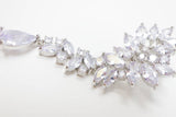 Cubic Zirconia CZ long leaves Drop, Dangle Crystal, Diamond Earring, Long Bridal Jewelry, Crystal Bridal Earrings, Statement Earrings Cz