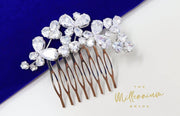 Cubic Zirconia, Diamond Butterfly Floral Bridal Hair Comb, Bridal Hair Accessories, Wedding Hair Accessory, Bridal Hair Comb.
