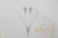Cubic Zirconia Diamond/ Crystal Leaves, Long Bridal Jewelry, Bridal Earrings And Necklace, Crystal Bridal Earrings, Statement Earrings Cz