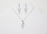 Cubic Zirconia Diamond/ Crystal Leaves, Long Bridal Jewelry, Bridal Earrings And Necklace, Crystal Bridal Earrings, Statement Earrings Cz