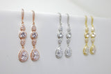 Cubic Zirconia Diamond Drop Crystal, Diamond Earrings, Long Bridal Jewelry, Bridal Earrings, Crystal Bridal Earrings, Statement Earrings Cz