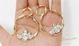 Cubic Zirconia Diamond Floral Hollow drop Earrings, Bridal Jewelry, Bridal Drop Earrings, Crystal Bridal Earrings, Statement Earrings Cz