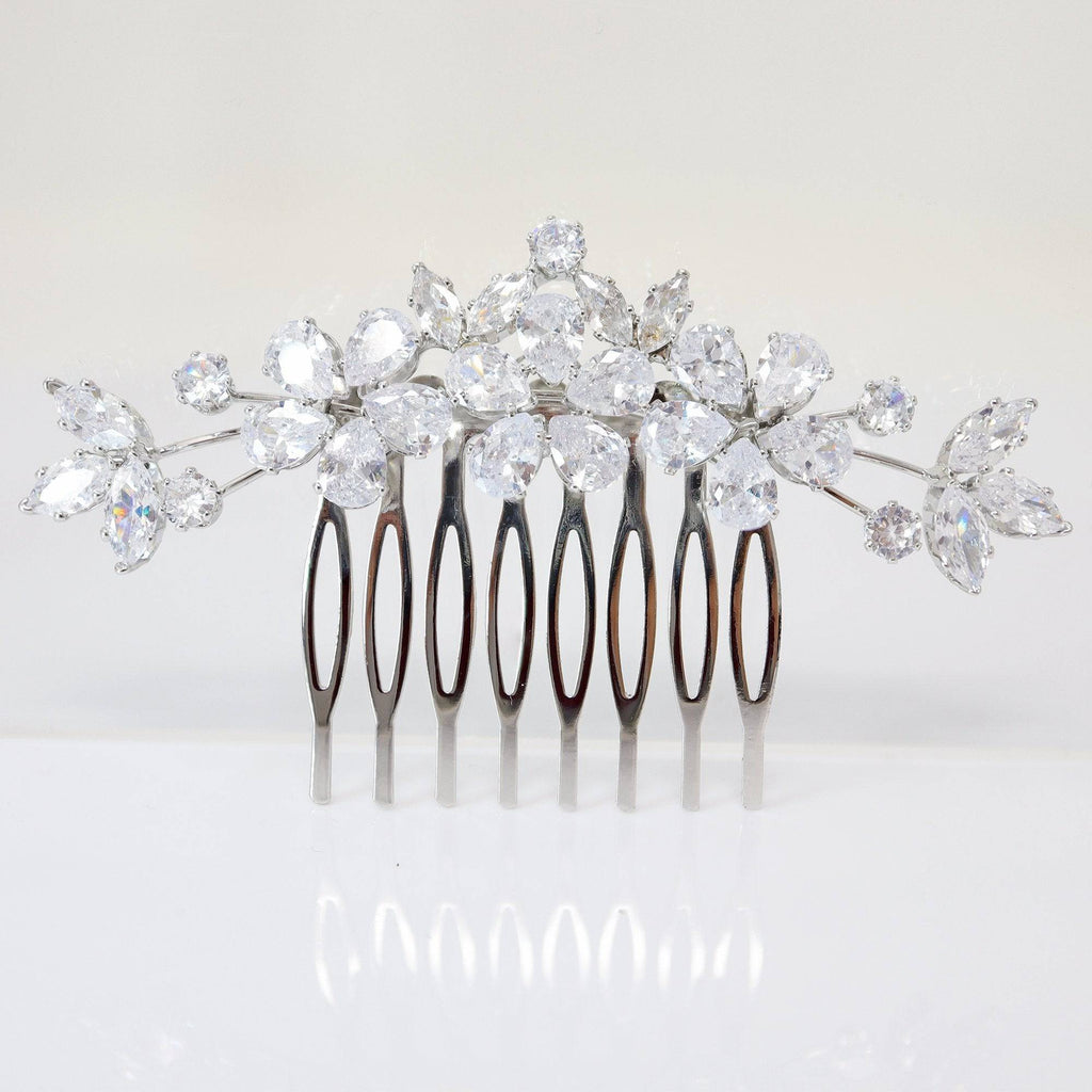 Cubic Zirconia, Diamond Floral Vine Leaves Bridal Hair Comb, Bridal Hair Accessories, Wedding Hair Accessory, Bridal Hair Comb