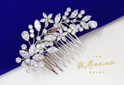 Cubic Zirconia, Diamond Flower In The Sky Vine Leaves Bridal Hair Comb, Bridal Hair Accessories, Wedding Hair Accessory, Bridal Hair Comb.