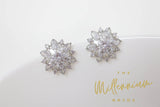 Cubic Zirconia Diamond Flower Leaves stud Earrings, Bridal Jewelry, Bridal Stud Earrings, Crystal Bridal Earrings, Statement Earrings Cz