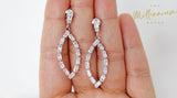 Cubic Zirconia Diamond Leaf Drop Earrings, Long Bridal Jewelry, Bridal Earrings, Crystal Bridal Earrings, Statement Earrings Cz