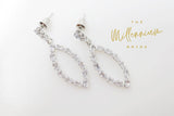 Cubic Zirconia Diamond Leaf Drop Earrings, Long Bridal Jewelry, Bridal Earrings, Crystal Bridal Earrings, Statement Earrings Cz